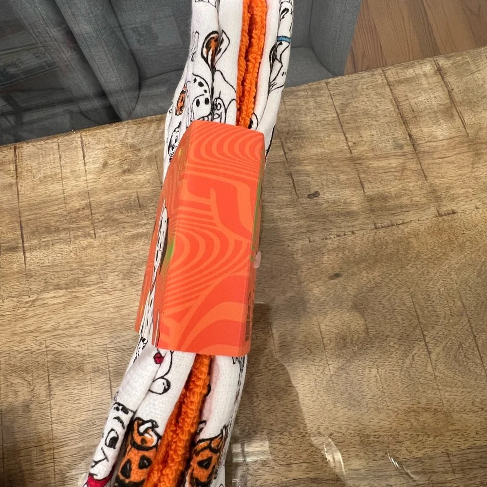 3 Disney Dalmatian and Pumpkin Kitchen Towels - White and Orange